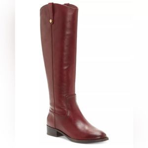 NWT INC INTERNATIONAL CONCEPTS LEATHER WOMENS FAWNE WIDE-CALF RIDING MERLOT 6.5M